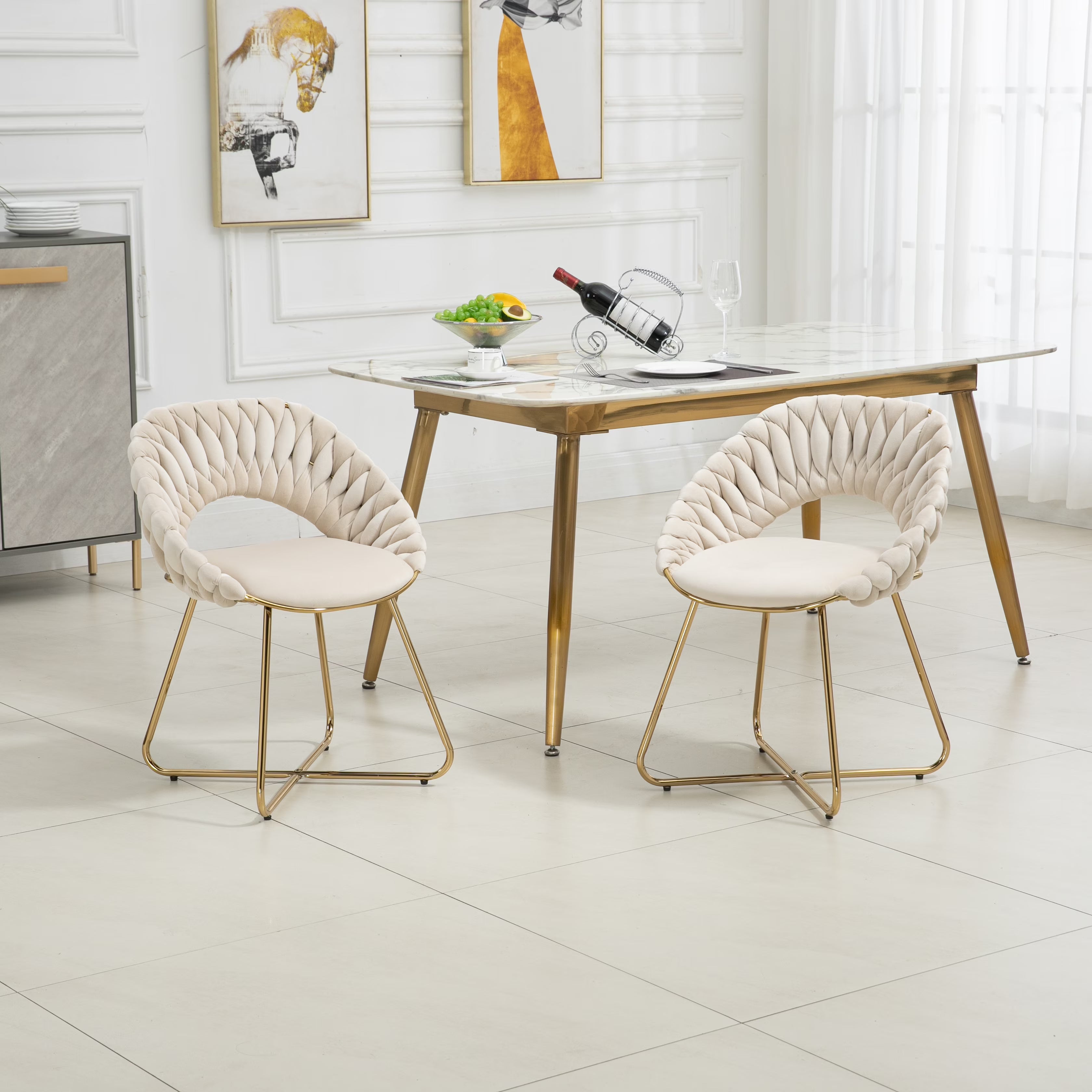 Velvet Accent Chairs Set of 2 with Gold Legs T29865