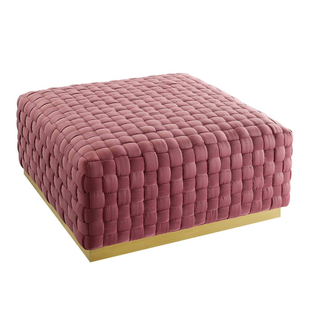 Gray Square Velvet Ottoman Z403