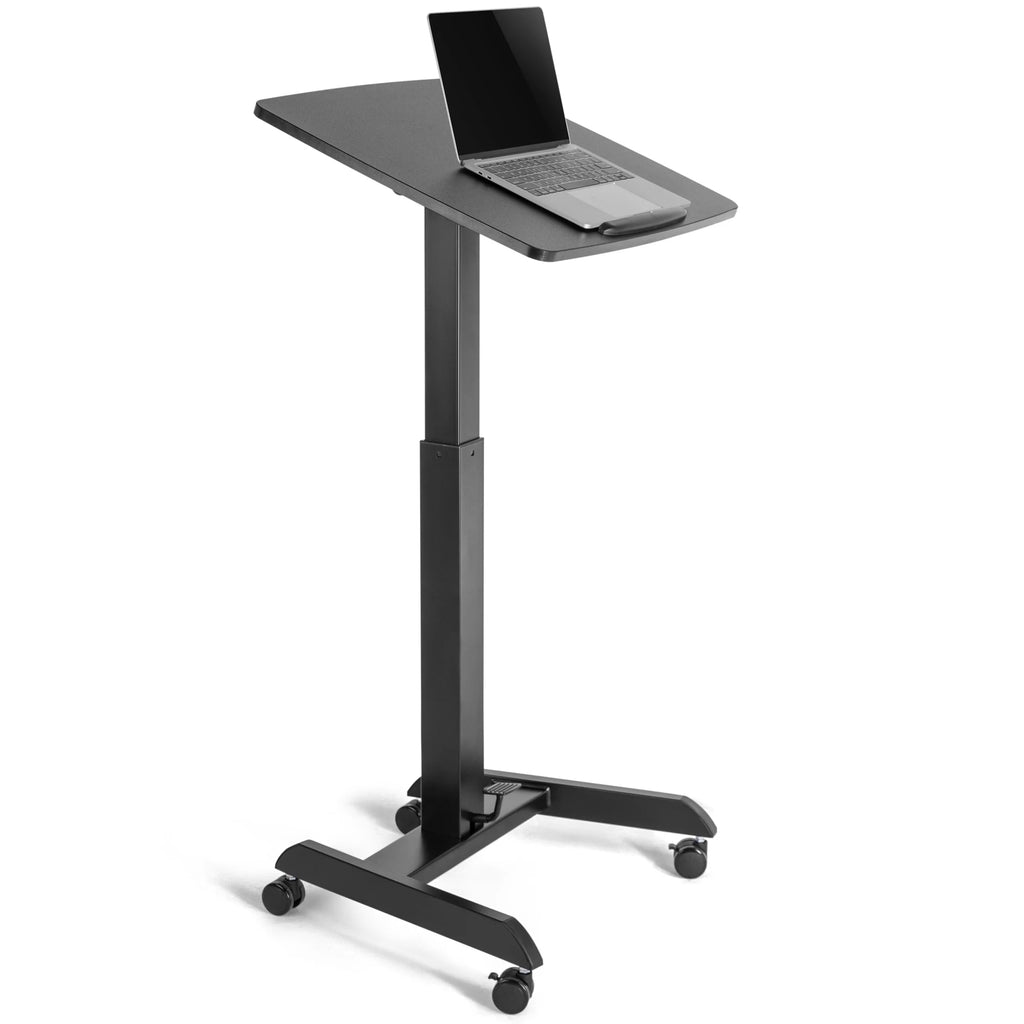 Black Mobile Podium with Pneumatic Height Adjustments U3471