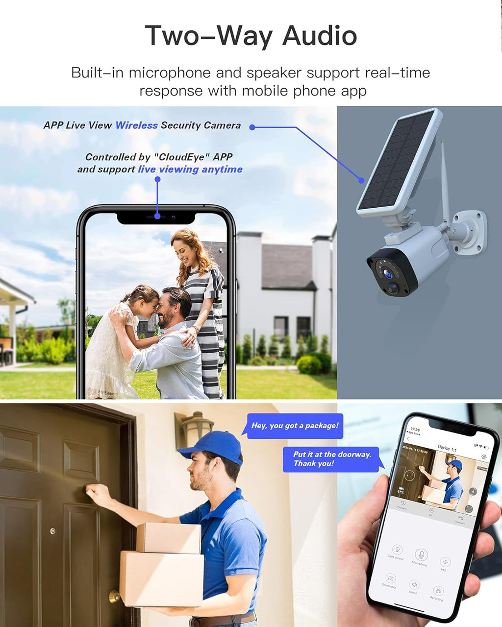 Wireless Solar Security Camera System with Base Station and 4 Cameras, 1080P Night Vision, IP65 Waterproof S259
