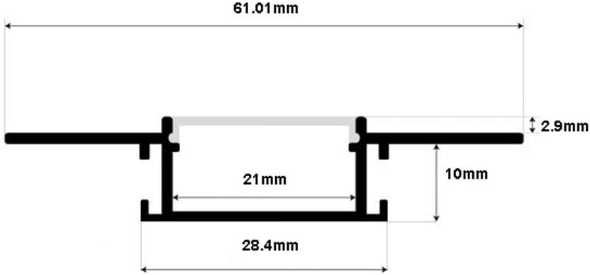 Plaster-in LED Aluminum Channel 6-Pack 3.3ft/1m with Flange for LED Strip, Drywall Aluminum Profile with Clip-in Diffuser and End Caps Z443023