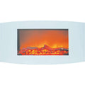White Curved Wall Mount Electric Fireplace D435