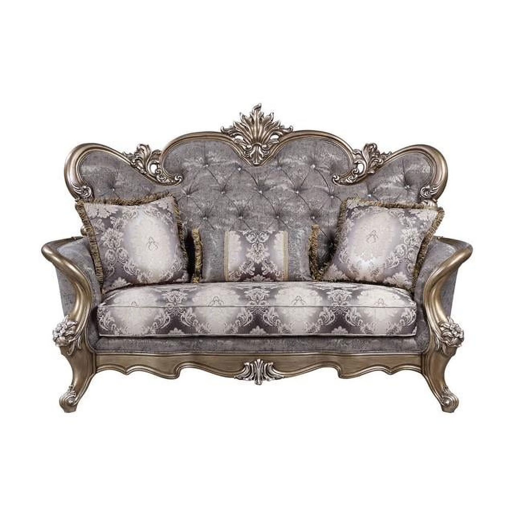 Grey Cotton Blend Love Seat Sofa with Toss Pillows C297524