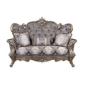 Grey Cotton Blend Love Seat Sofa with Toss Pillows C297524