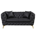 Black PU Upholstered Loveseat Sofa with Metal Legs I821491