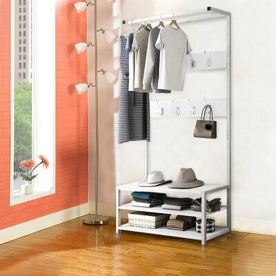 White Multi-Function Coat Rack X87197