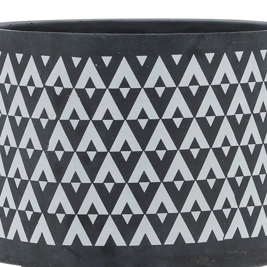 Ceramic Aztec Planter on Wooden Stand, Gray, 8"L X 8"W X 9"H X861543