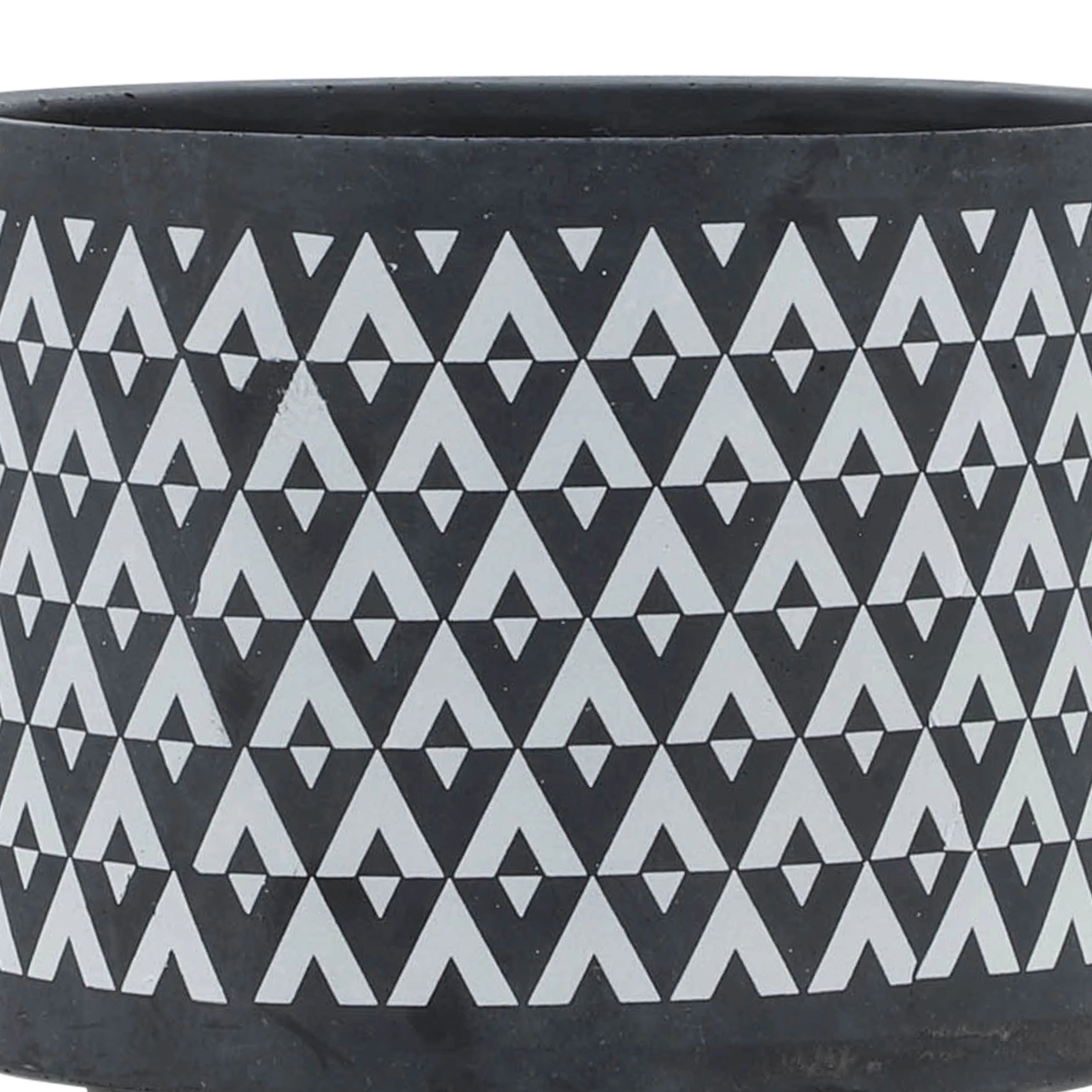 Ceramic Aztec Planter on Wooden Stand, Gray, 8"L X 8"W X 9"H X861543