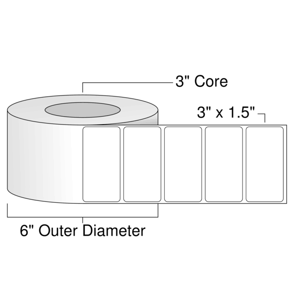 3x22 Inkjet Weatherproof White Gloss Labels, 1 Roll H4409