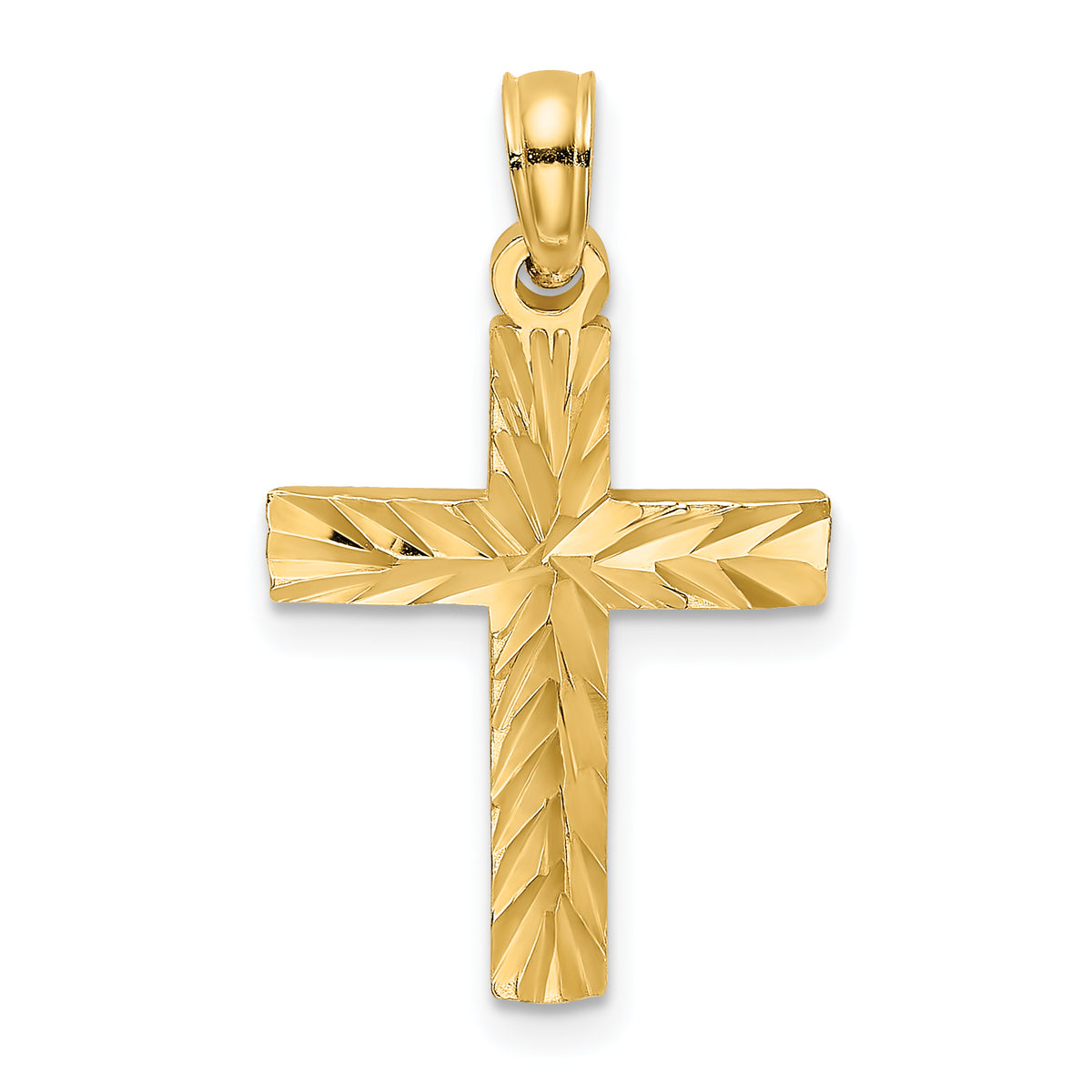 10K Yellow Gold Diamond-Cut Cross Pendant Charm with 14K Yellow Gold Rope Chain Necklace 18'' U10132