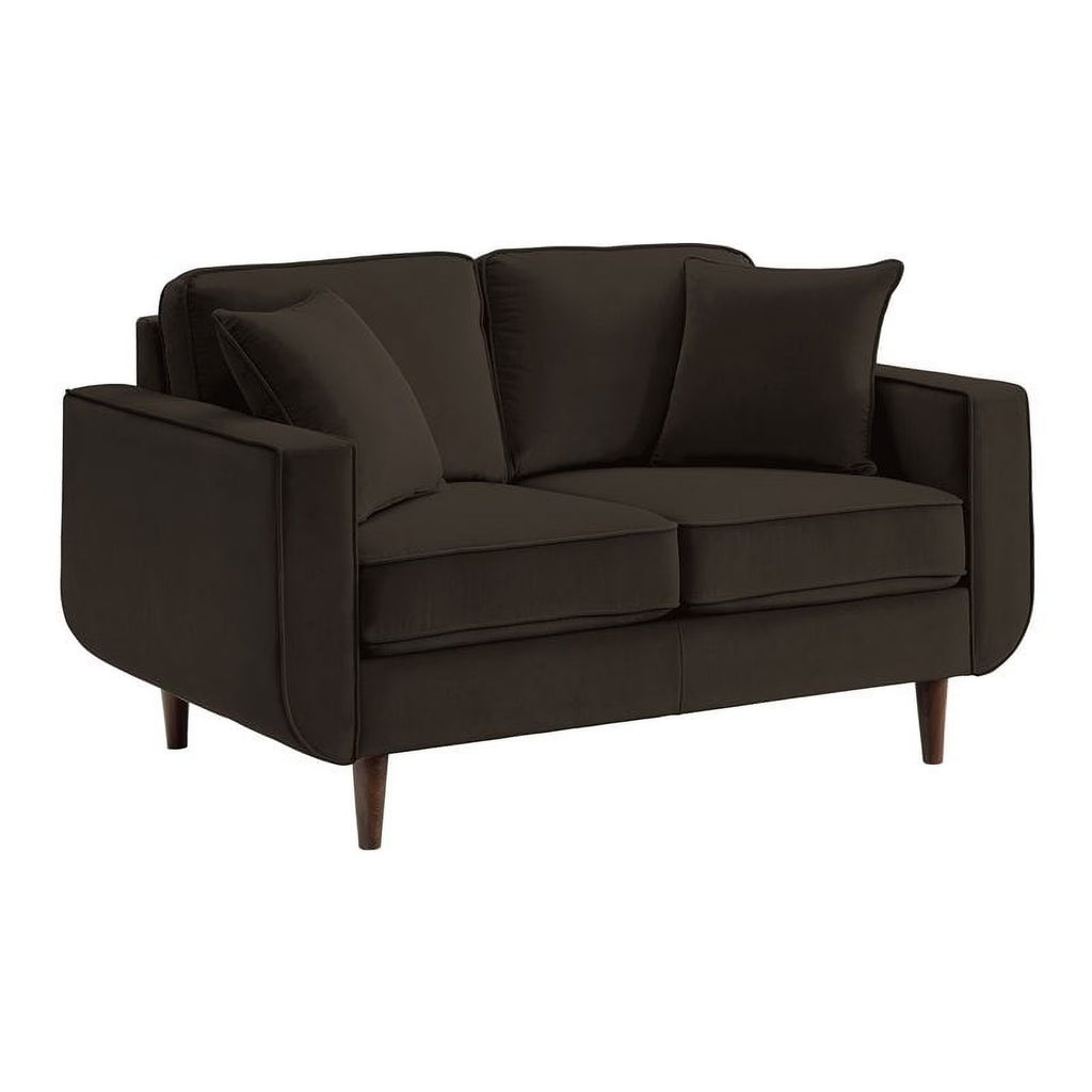 Chocolate Velvet Wood Loveseat I1088
