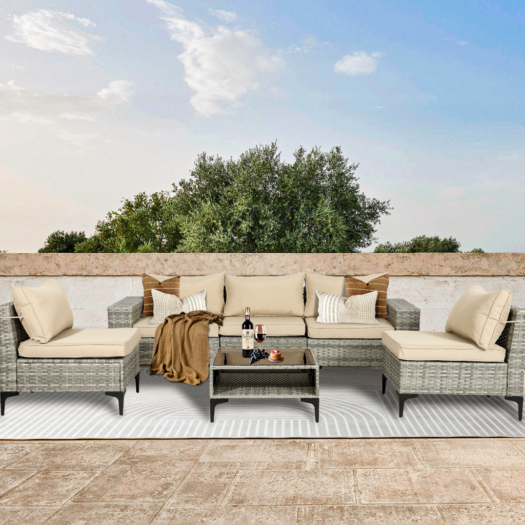 6 Piece Rattan Sectional Sofa Set R52234