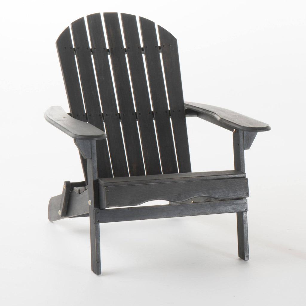 Dark Gray Acacia Wood Folding Adirondack Chair J674