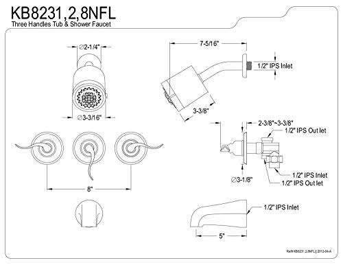 French Tub & Shower Faucet with Three Handle A37470