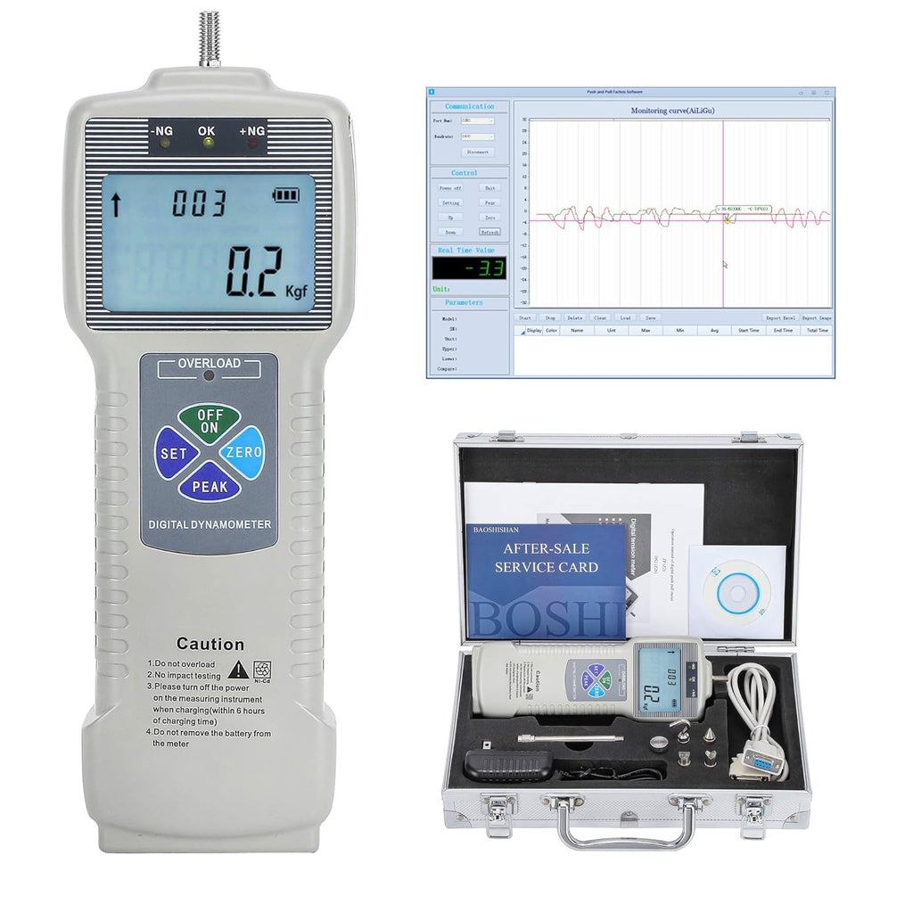 Digital Force Gauge Push Pull Gauge with Output Function, LCD Backlit Display, Metal Enclosures I186