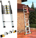 Folding Telescoping Ladder 12.5 FT Aluminum Extendable Ladder with 2 Detachable Hooks I83229