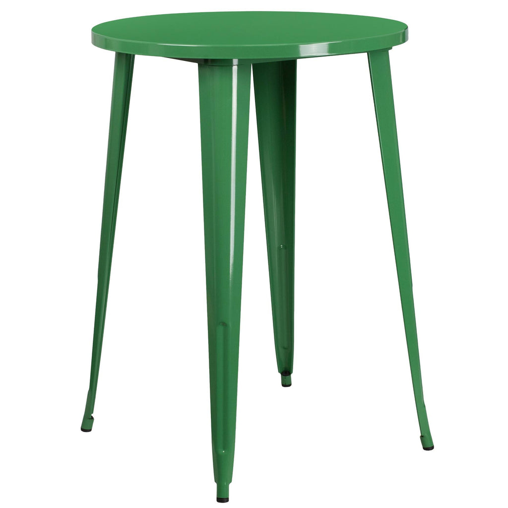 Round Green Metal Bar Table Set with 2 Stools K24398