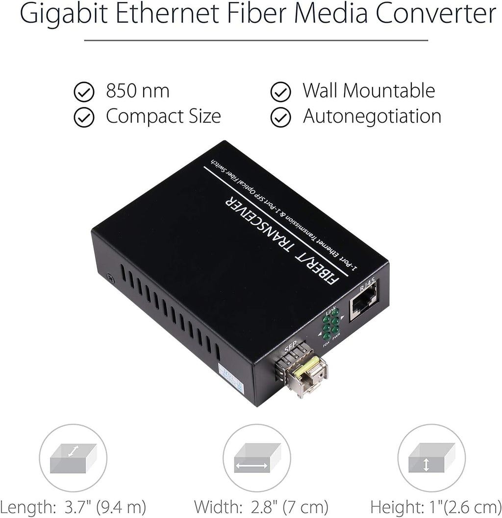 A Pair of 1.25G/s Bidi Gigabit Single-Mode Fiber Ethernet Media Converter with 2PCS Bidi SFP LC Transceiver Module Included, 10/100/1000Base-Tx to 1000Base-SX SMF RJ45 to SFP Slot up to 30KM Pack of 2 S947
