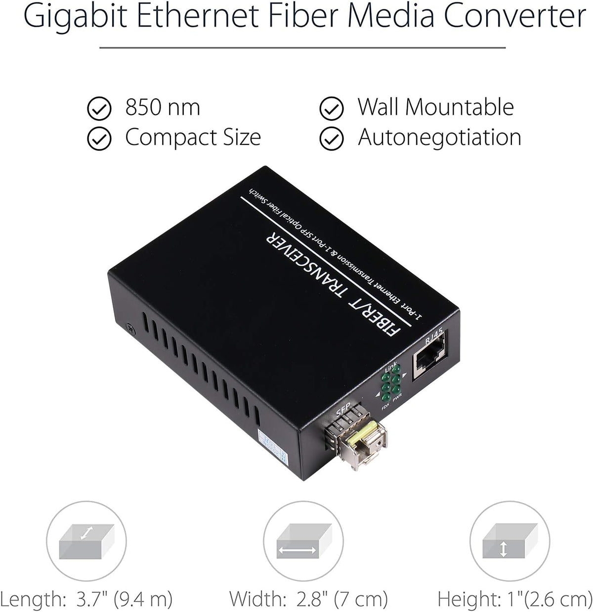 A Pair of 1.25G/s Bidi Gigabit Single-Mode Fiber Ethernet Media Converter with 2PCS Bidi SFP LC Transceiver Module Included, 10/100/1000Base-Tx to 1000Base-SX SMF RJ45 to SFP Slot up to 30KM Pack of 2 S947