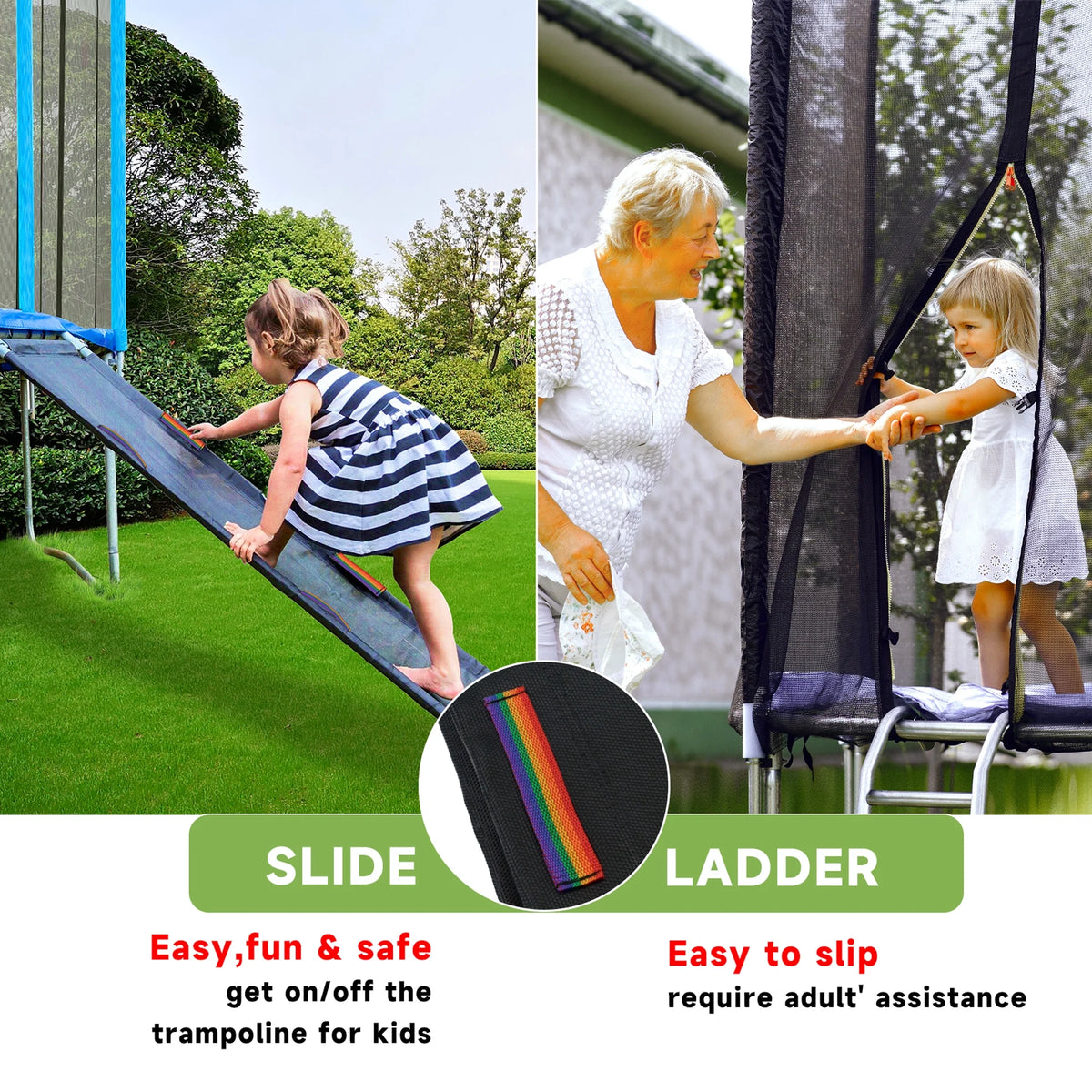 Trampoline Slide with Handles and Ladder Kit for Children X83893