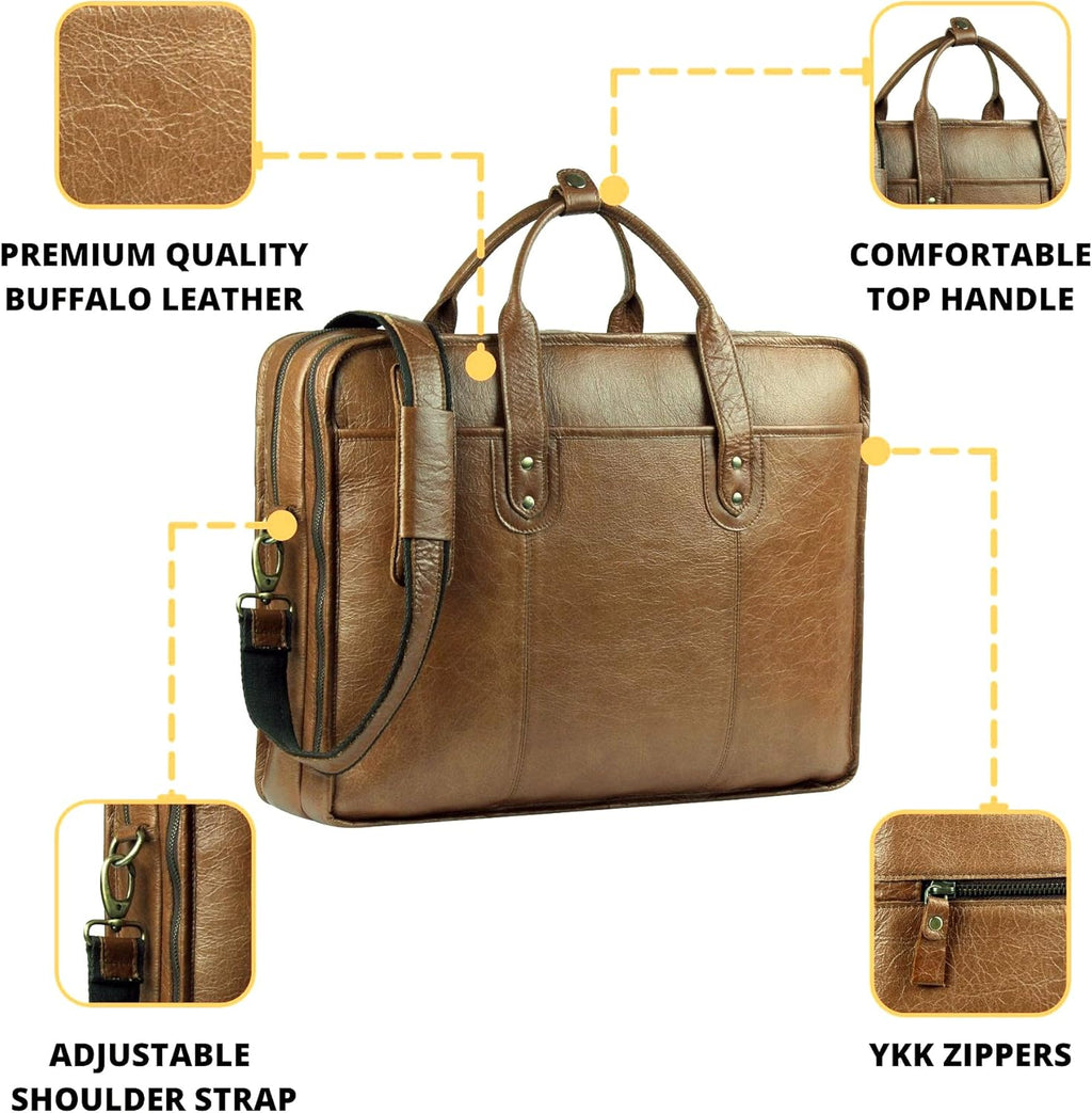 18 Inch Genuine Leather Messenger Laptop Bag K944
