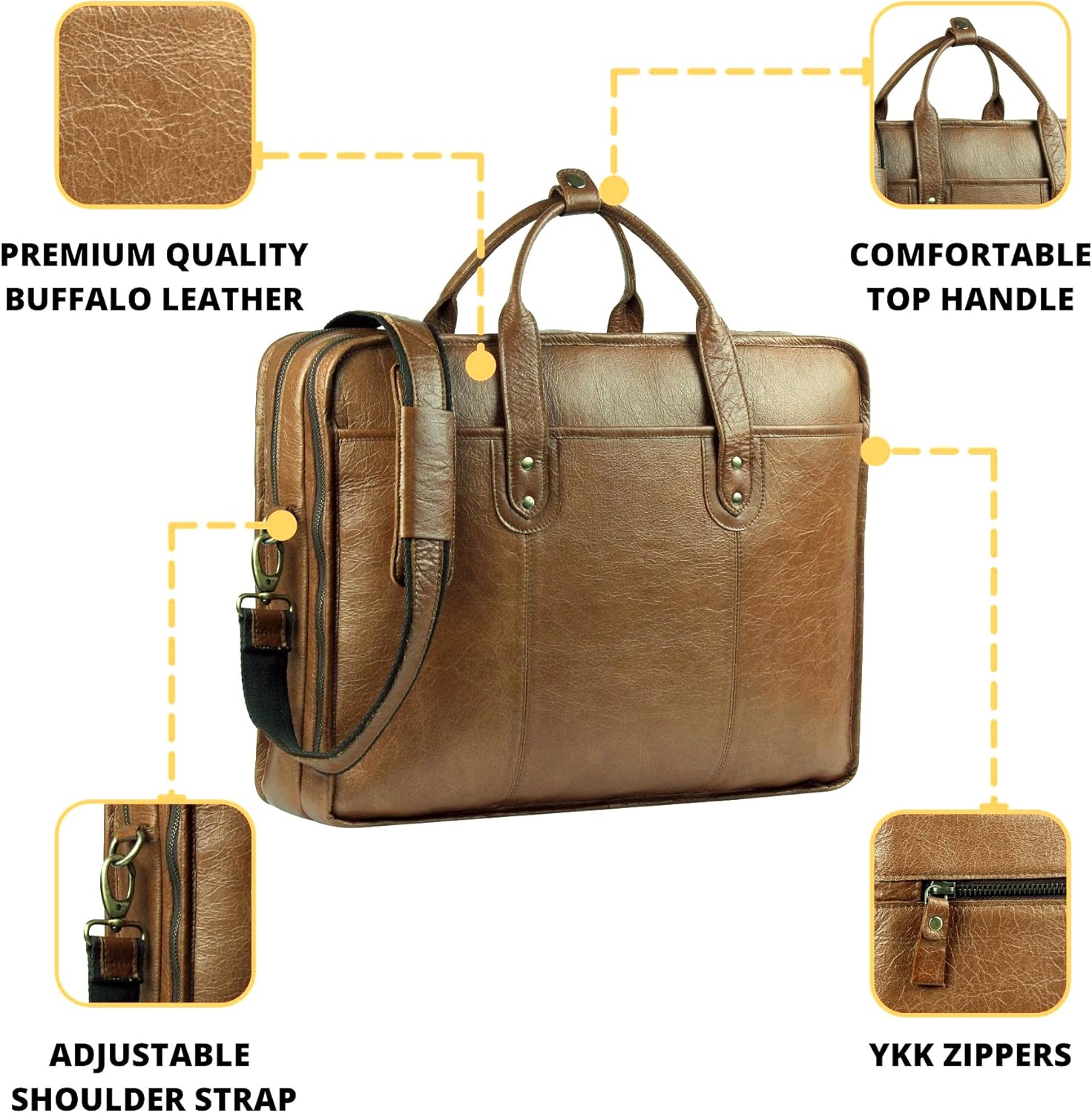 18 Inch Genuine Leather Messenger Laptop Bag K944
