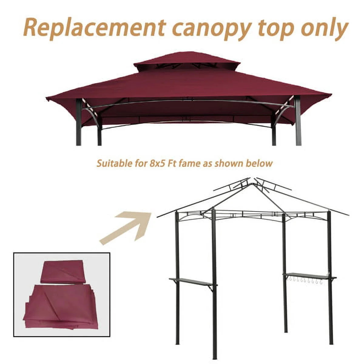 Burgundy Double Tiered Grill Gazebo Replacement Canopy R808381