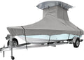 Trailerable Boat Cover, 600D Heavy Duty, Fits V-Hull Center Console Boat 17ft-19ft Long, Beam Width up to 96in, Support Pole Included U558
