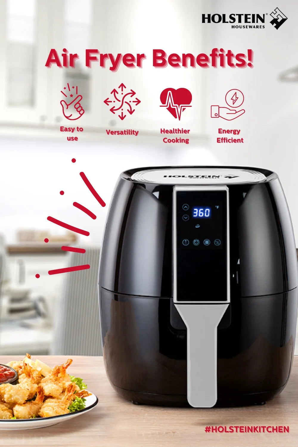 3.7 qt Air Digital Fryer with Touchscreen Control, Black L429766