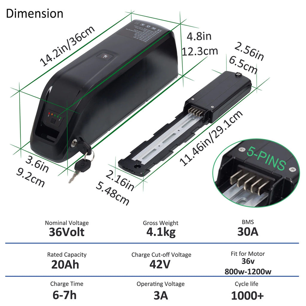 36V 20Ah Lithium Ebike Battery with 3A Charger Z238528