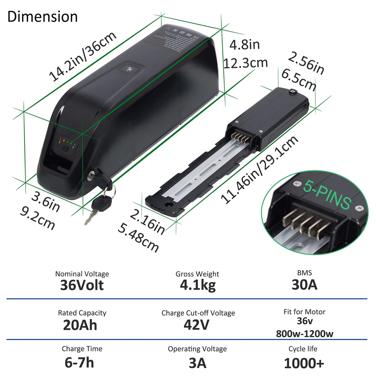 36V 20Ah Lithium Ebike Battery with 3A Charger Z238528