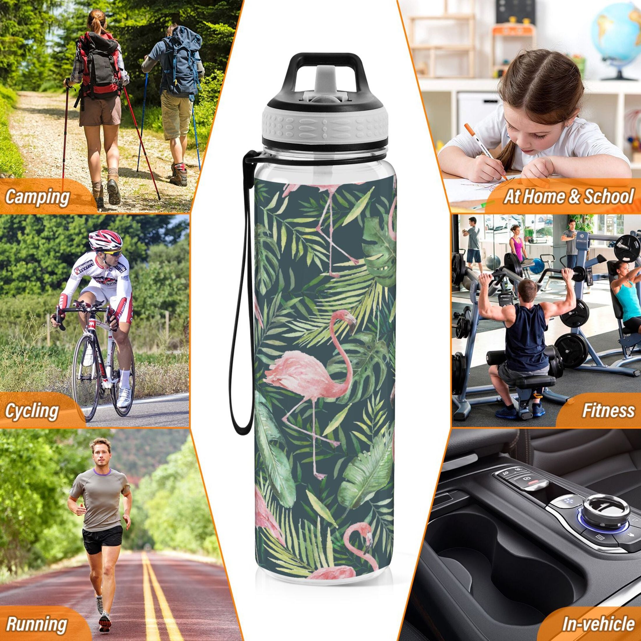 32oz Tritan Leakproof Clear Water Bottle with Straw F7592
