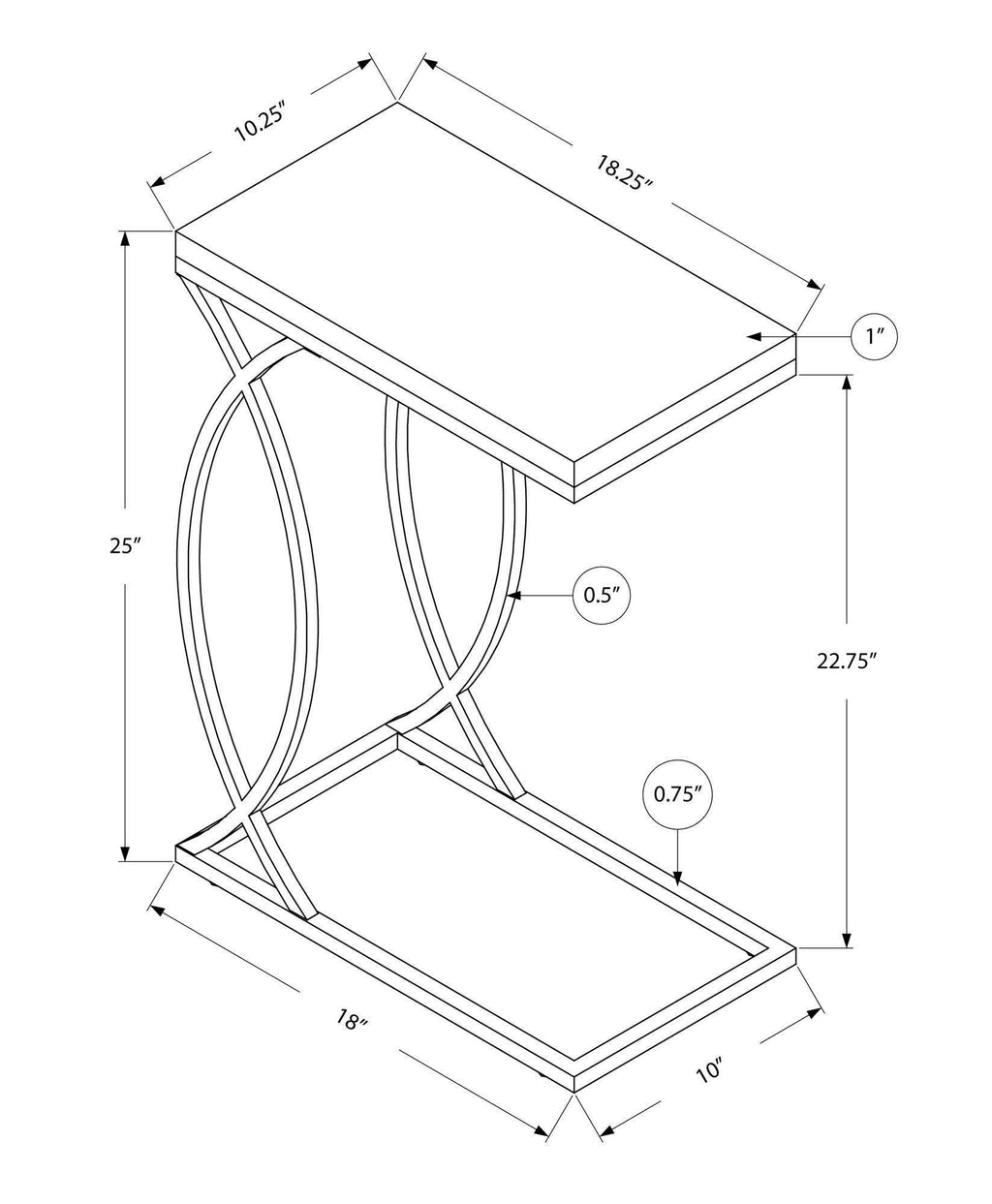 Grey MDF Laminate Metal Accent Table B831313