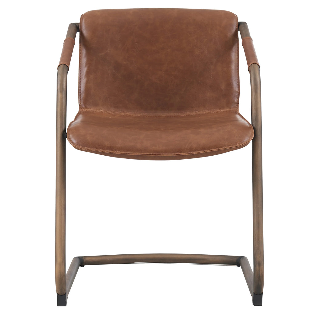 Antique Cigar Brown Gold Finish Side Chair Set of 2 N284