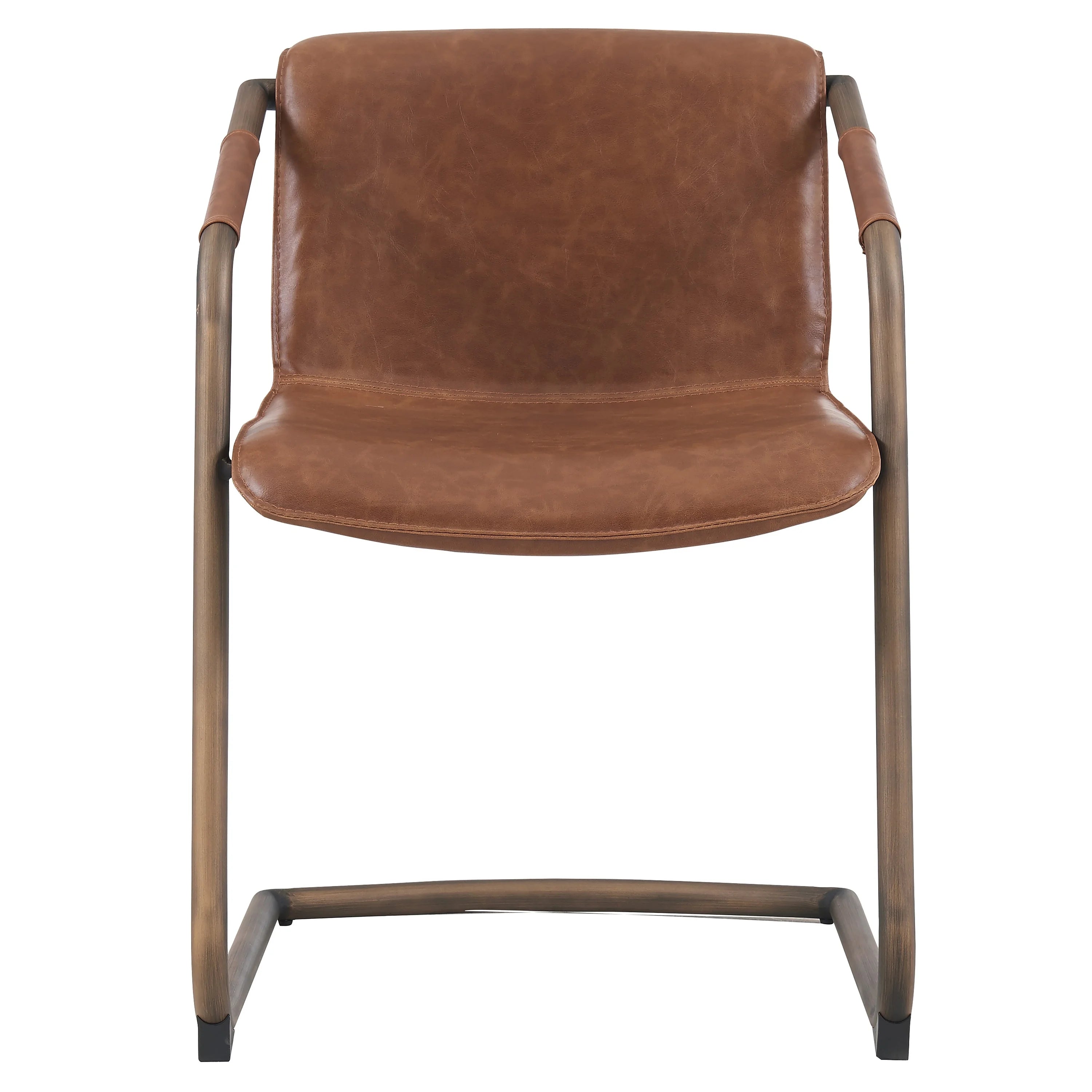 Antique Cigar Brown Gold Finish Side Chair Set of 2 N284