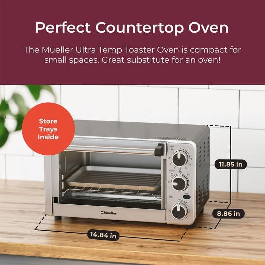 Stainless Steel 4 Slice Toaster Oven with 30 Minute Timer Y98772