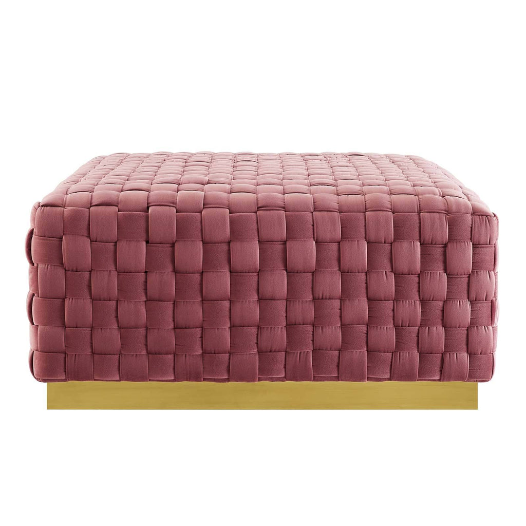Gray Square Velvet Ottoman Z403
