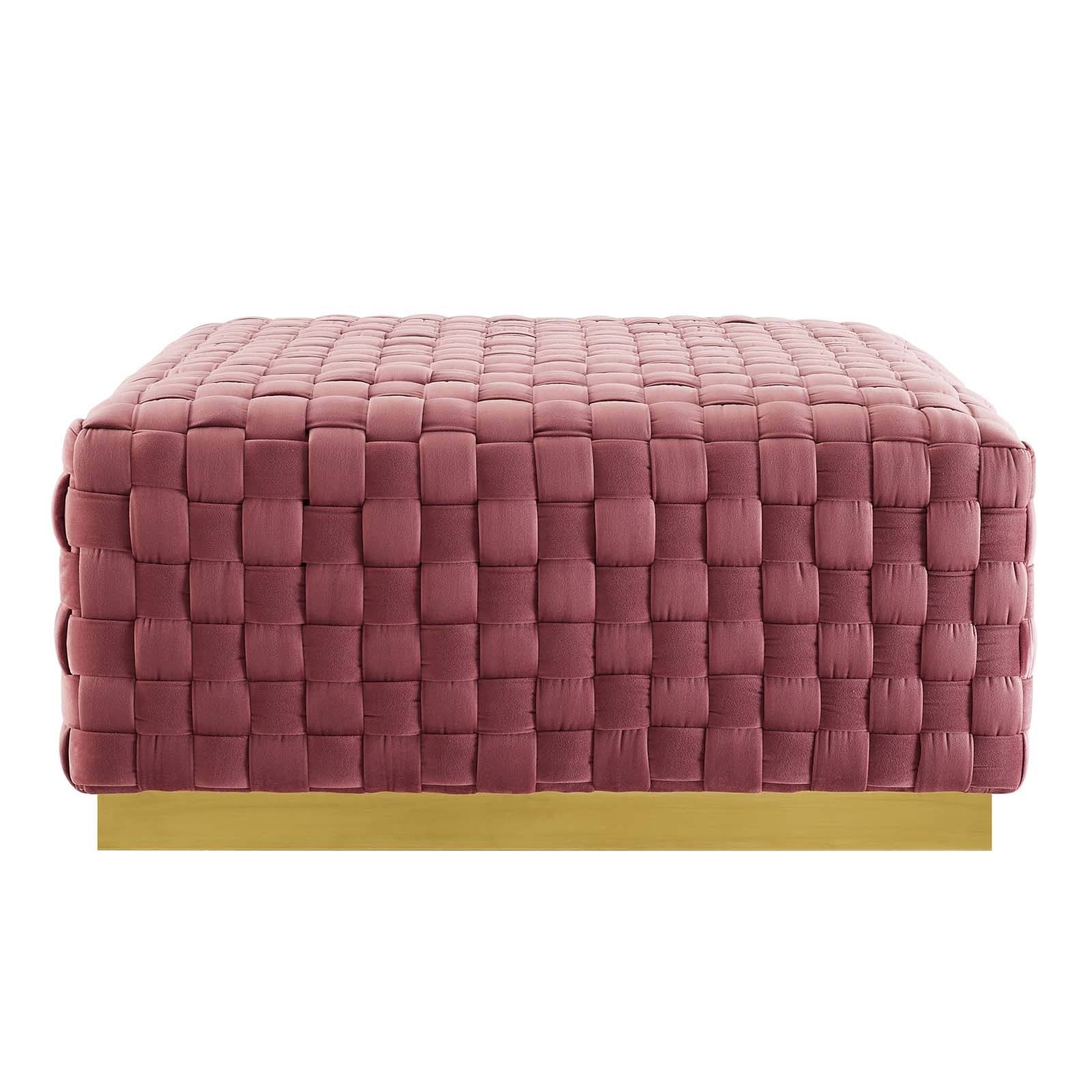 Gray Square Velvet Ottoman Z403