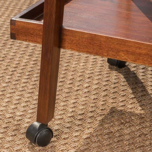 Dark Oak Acacia Wood Bar Cart with Removable Top Tray U50004