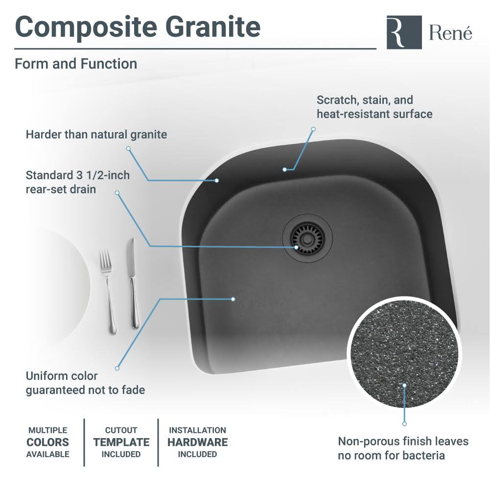 Composite Granite Kitchen Sink, Carbon W60215