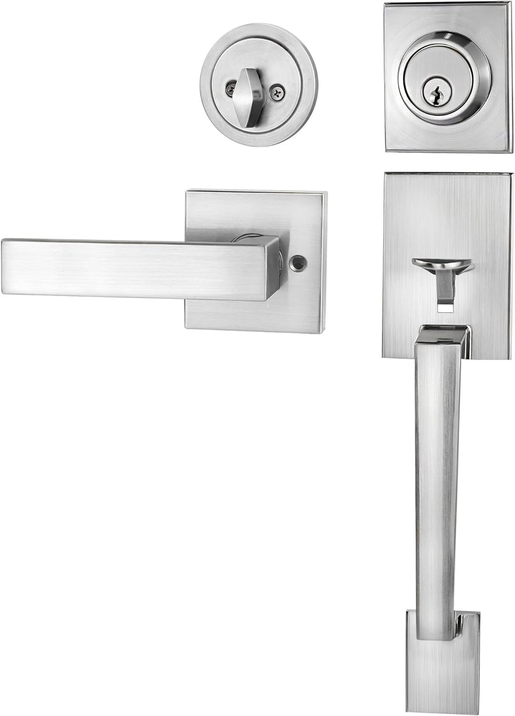 Matte Black Front Door Handle Set with Deadbolt and Lever Handle, Pack of 2 R806253