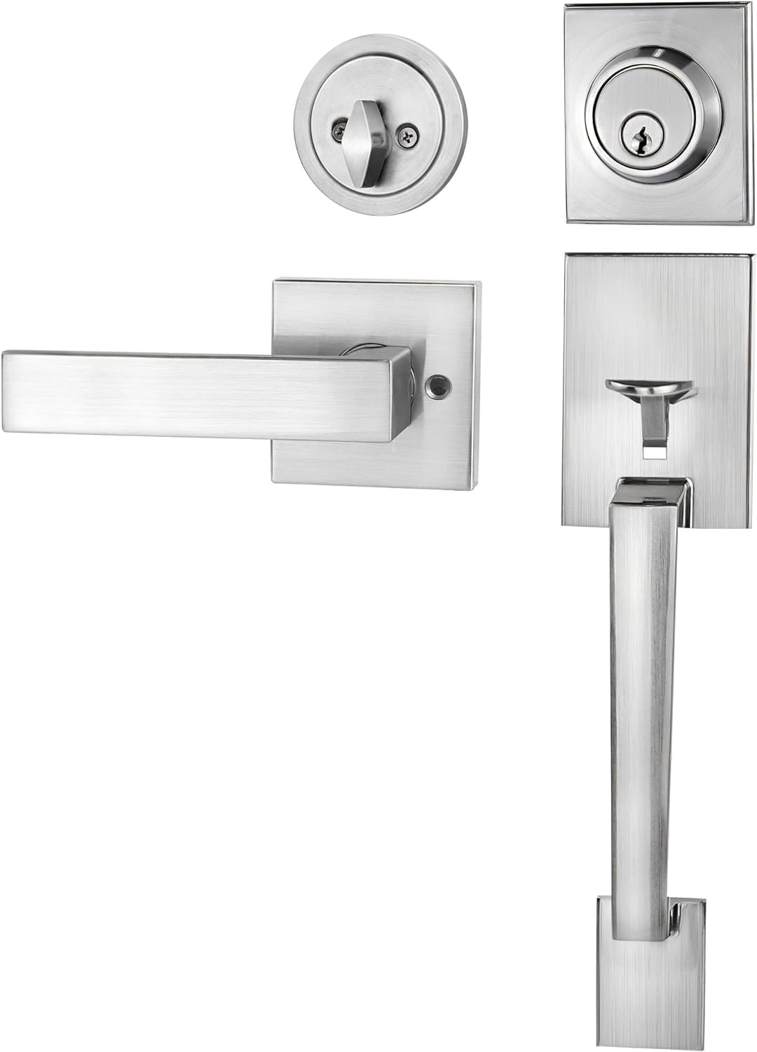 Matte Black Front Door Handle Set with Deadbolt and Lever Handle, Pack of 2 R806253