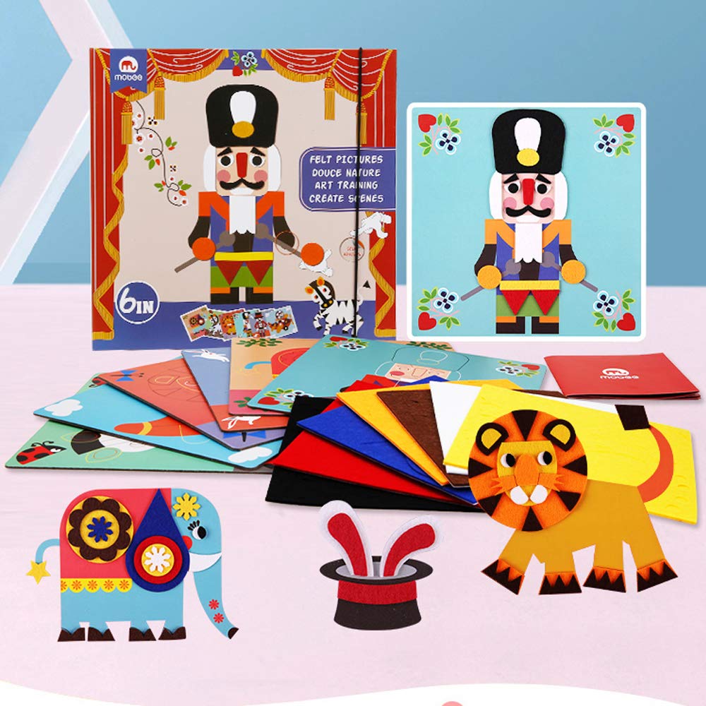 Fuzzy Felt Picture Sticky Mosaics 6 Templates Art Kits S216