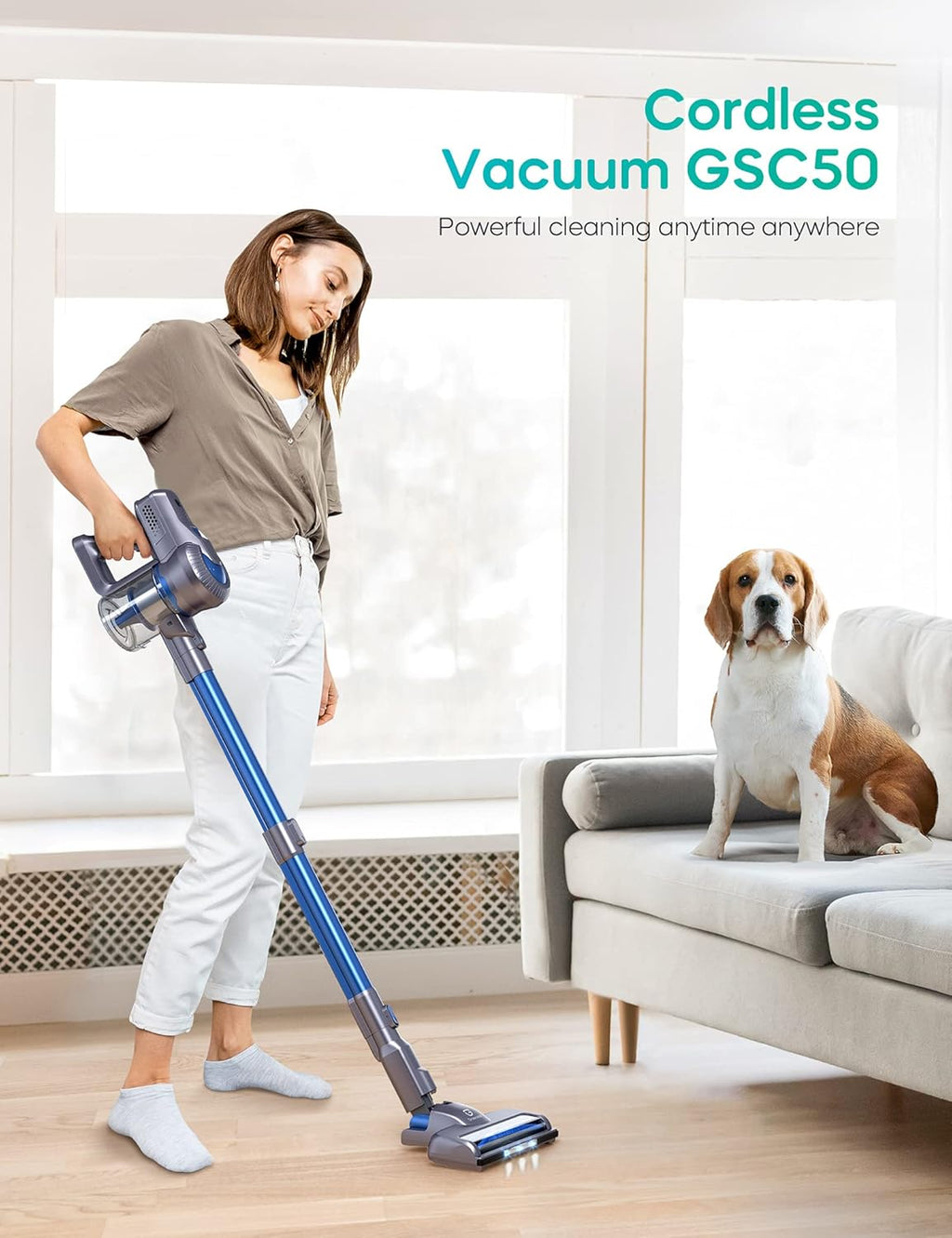Cordless Stick Vacuum 4 in 1 with LED Headlights H410