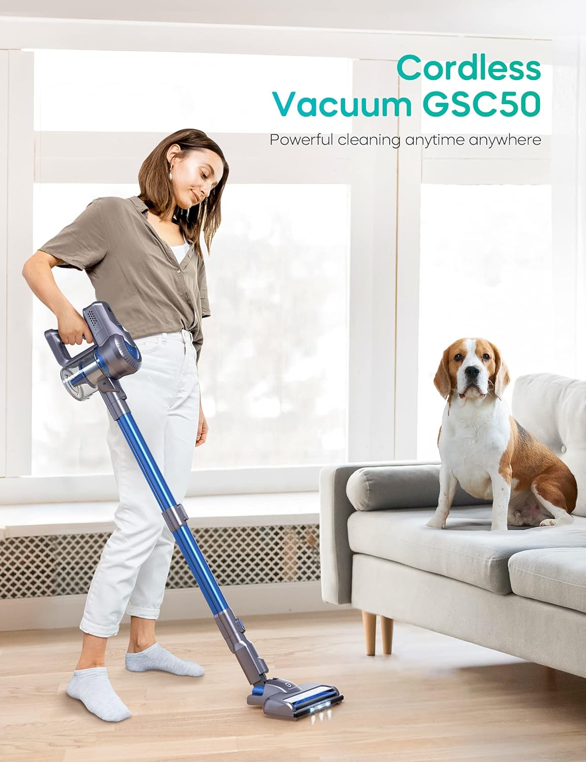 Cordless Stick Vacuum 4 in 1 with LED Headlights H410