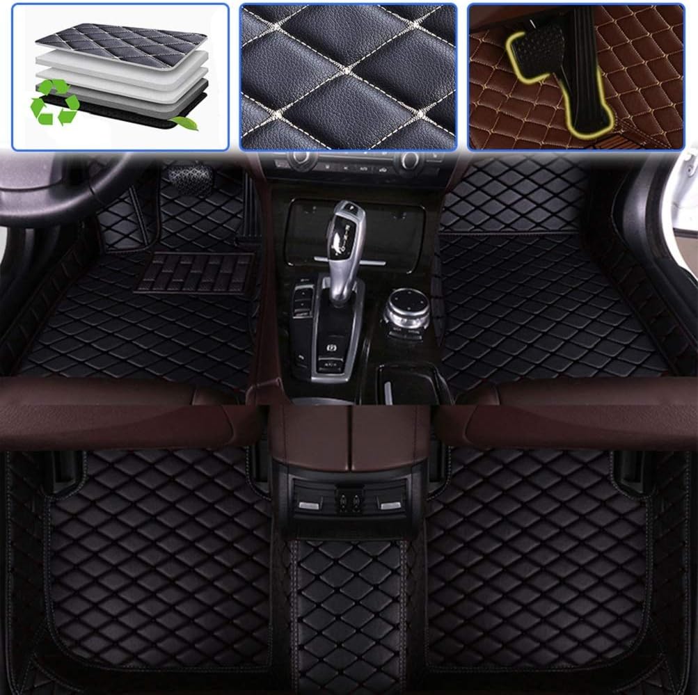 Beige Leather Waterproof Full Coverage Car Floor Mats N5952