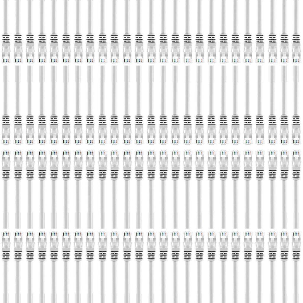 100-Pack Cat 6 Ethernet Cable White 0.5 Feet D730