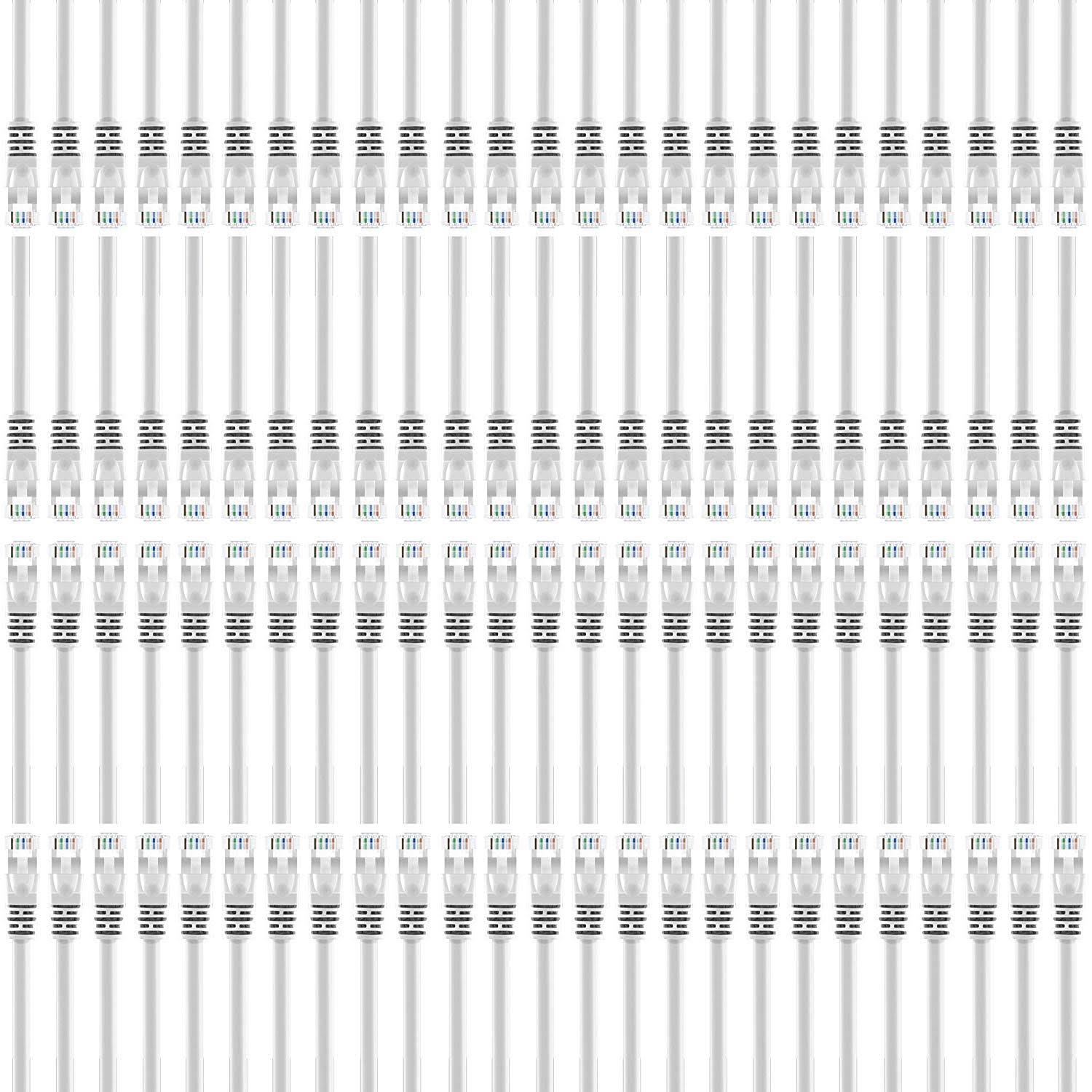 100-Pack Cat 6 Ethernet Cable White 0.5 Feet D730