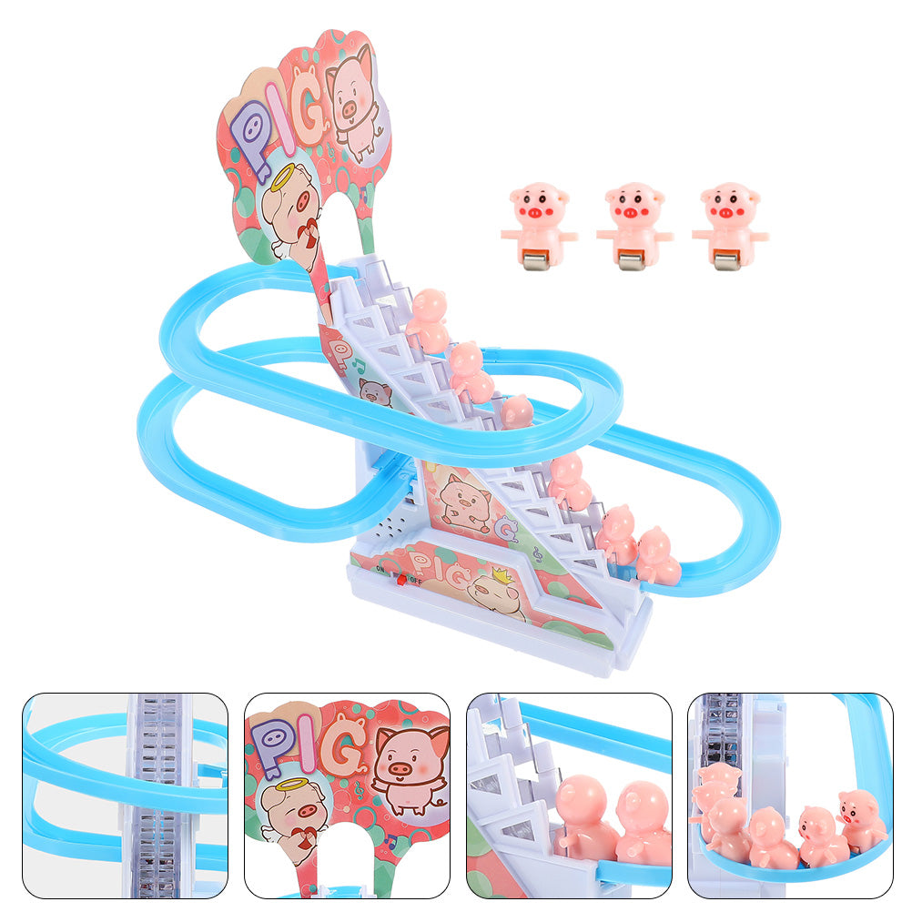 Electric Piggy Climbing Stairs Tracks Slide Toy U544