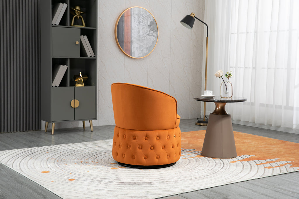 Swivel Cuddle Barrel Accent Sofa Chairs with Wide Upholstered Fluffy Velvet Fabric Chair Y8458